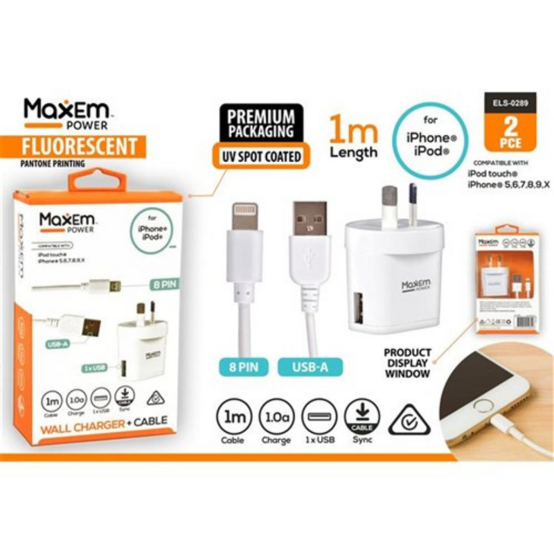 Ronis 2pce AC Charger + iPhone 8pin Cable (D&C)