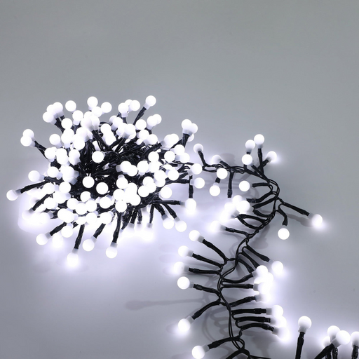 300 LED connectable cluster string lights with cherry balls in white and dark tones for Christmas décor