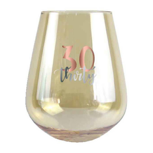 Ronis 30Th Stemless Glass Rose Gold Decal 13cm 600ml