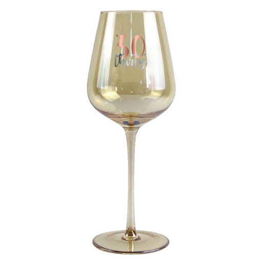 Ronis 30th Coloured Wine Glass 430ml Rose Gold Decal