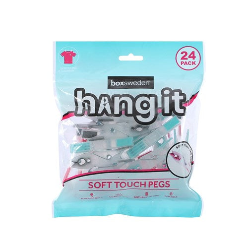 pink and grey soft touch clothes pegs with ribbed tips