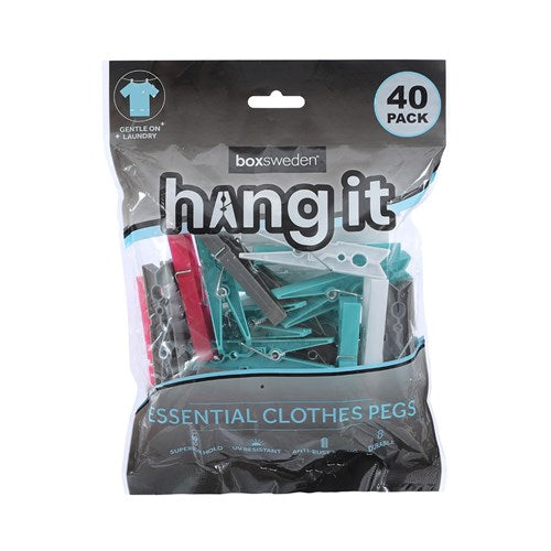 40 pack essential clothes pegs for laundry