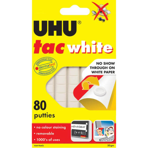 UHU White Tac Pack of 80 Putties packaging