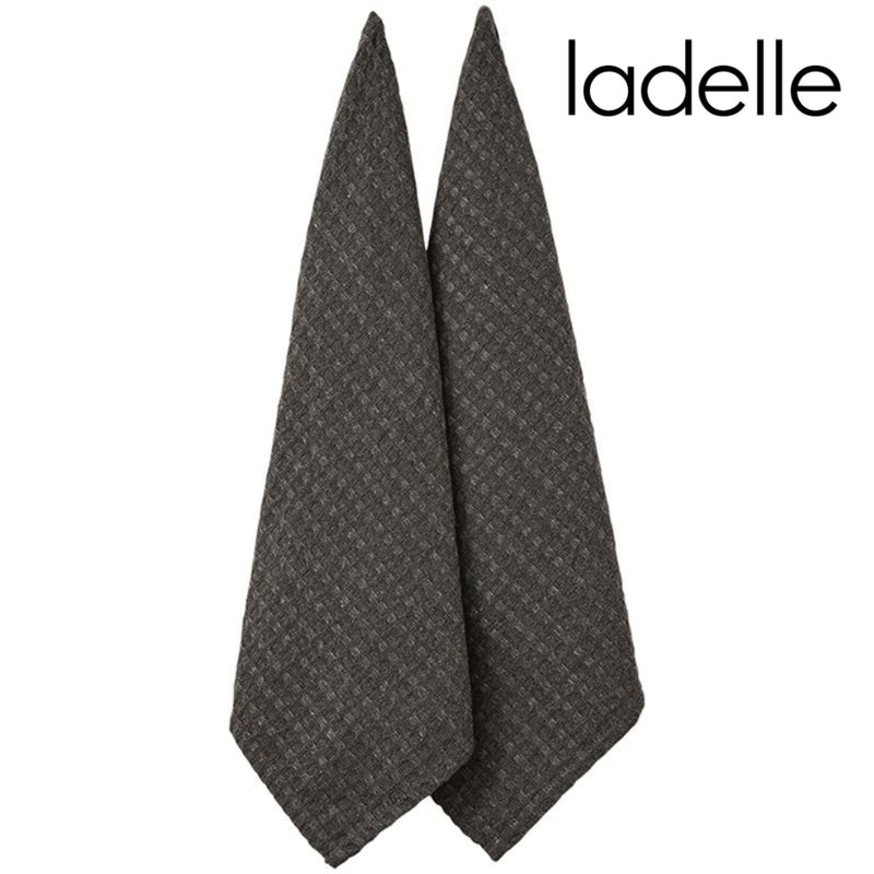 Set of two charcoal grey recycled tea towels