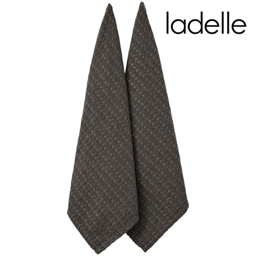 Set of two charcoal grey recycled tea towels