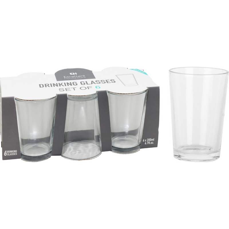 6 piece drinking glass set 200ml