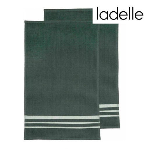Set of two green terry cloth tea towels