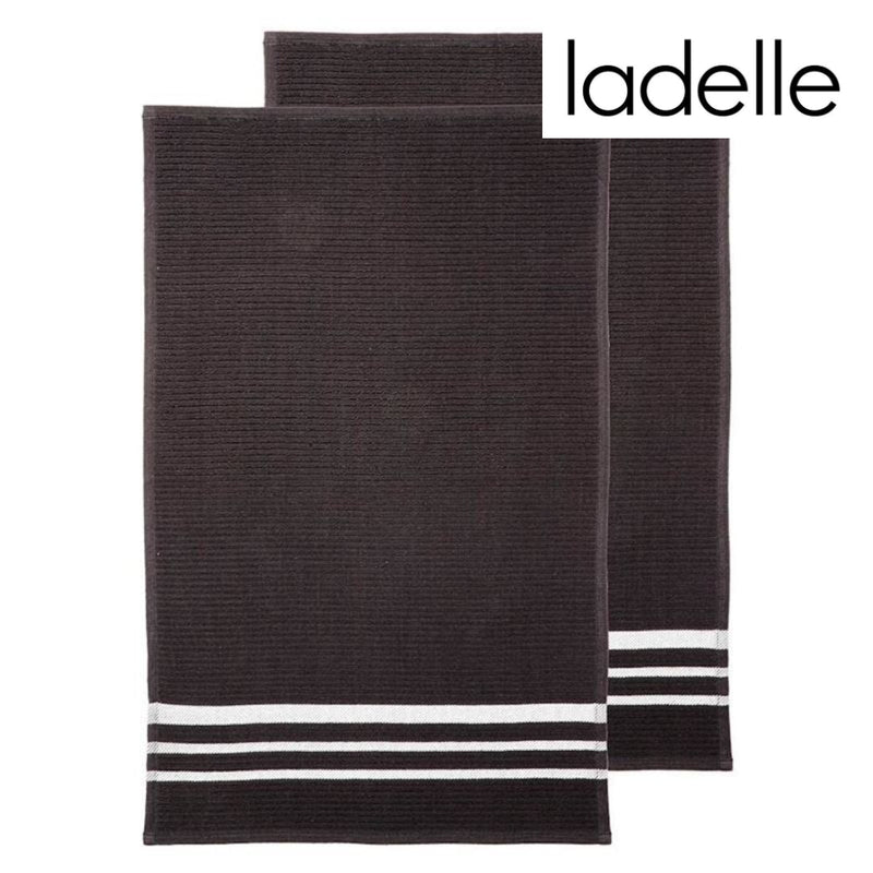 Set of two black terry cloth tea towels