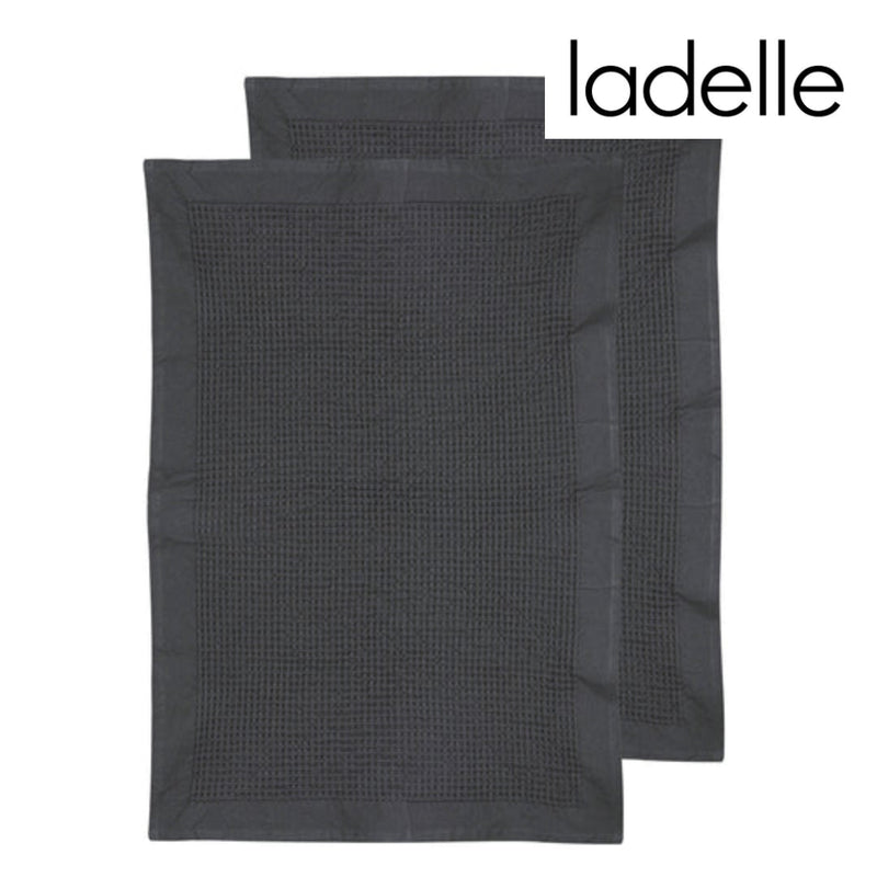 Set of two dark grey waffle tea towels