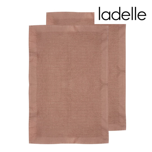 Set of two terracotta orange waffle tea towels