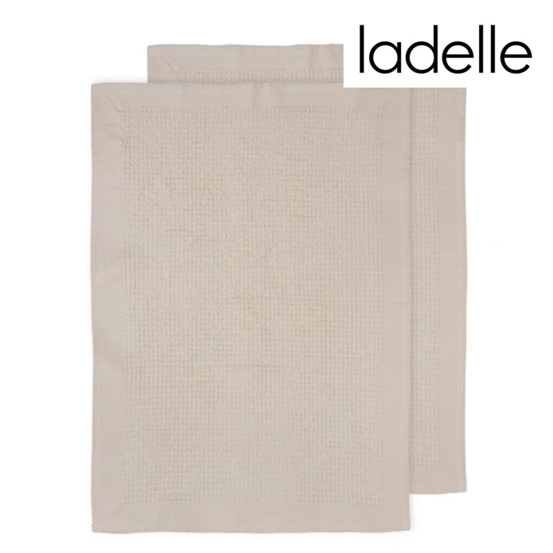 Set of two cream natural waffle tea towels