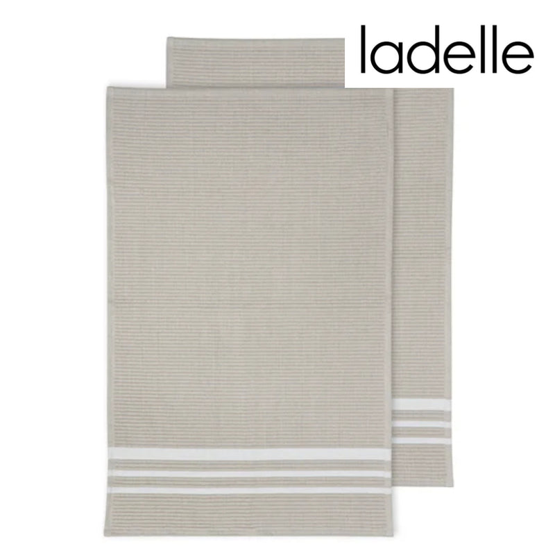 Set of two stone grey terry tea towels