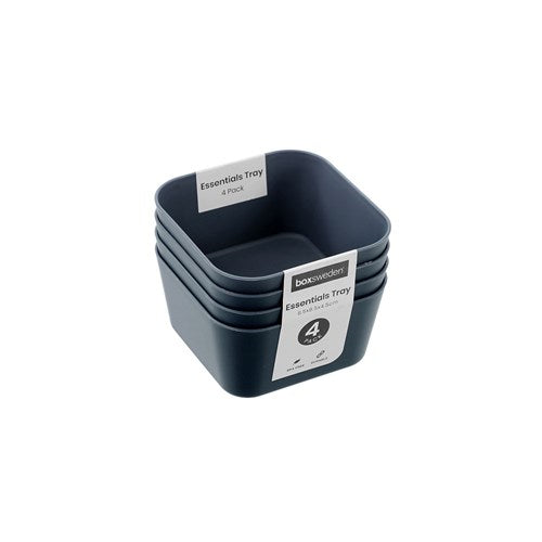 four pack small square sort trays in assorted colours