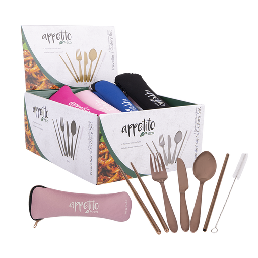 Stainless steel travel cutlery set with case