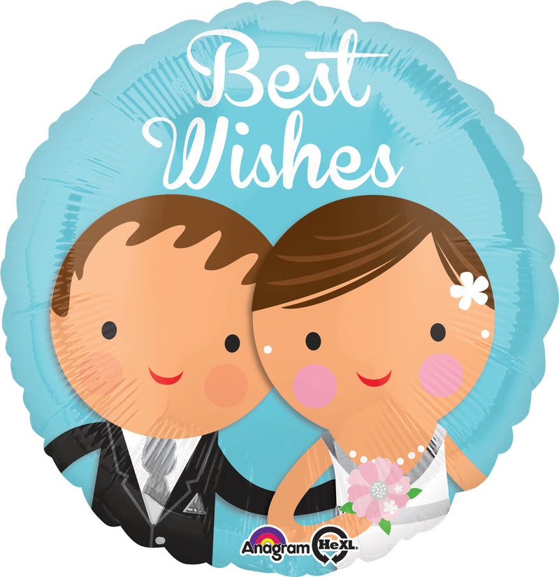 Best Wishes Wedding Couple Foil Balloon 45cm