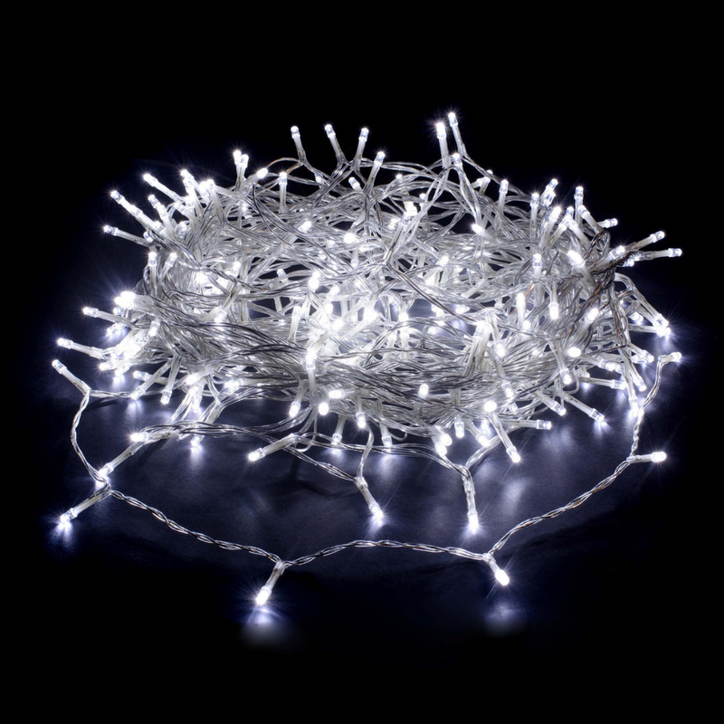 360 LED Fairy Light Chain Clear Cable Connectable White – bright connectable fairy lights for indoor and outdoor festive décor
