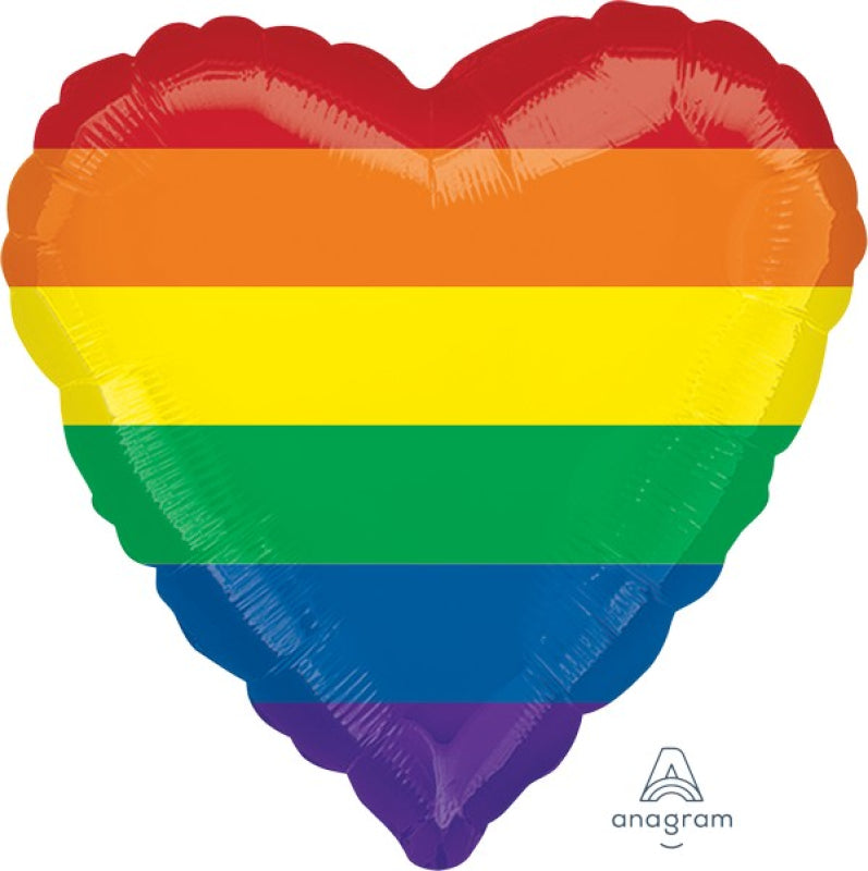 Heart-shaped balloon with rainbow colors and Anagram logo. 