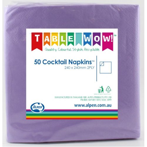 Cocktail Napkin Lavender 25x25cm 2ply 50pk