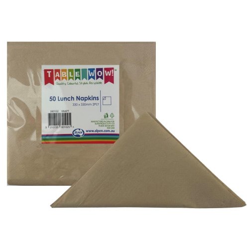 Stack of kraft brown paper napkins