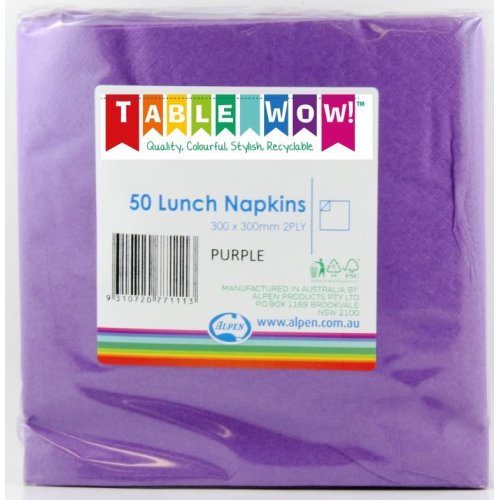 30x30cm purple lunch napkins 50 pack