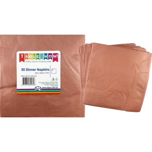Rose gold paper dinner napkins stack