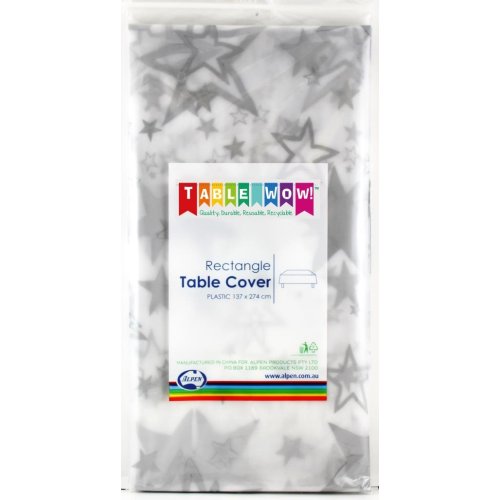 Clear table cover with silver stars