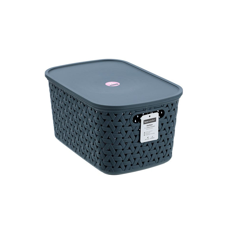 Rattan Basket Lidded 7L 30X20.5X15.5Cm 3 Asstd image 2