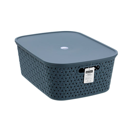 Rattan Basket Lidded 15L 40X30.5X15.5Cm 3 Asstd image 2