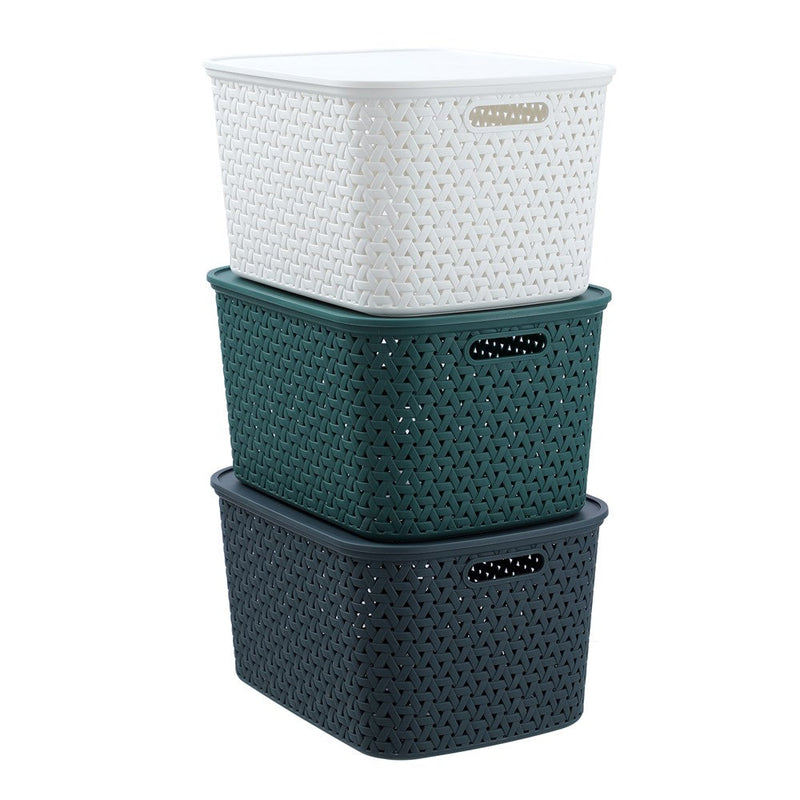 Rattan Basket Lidded 26L 40X30.5X22Cm 3 Asstd image 17