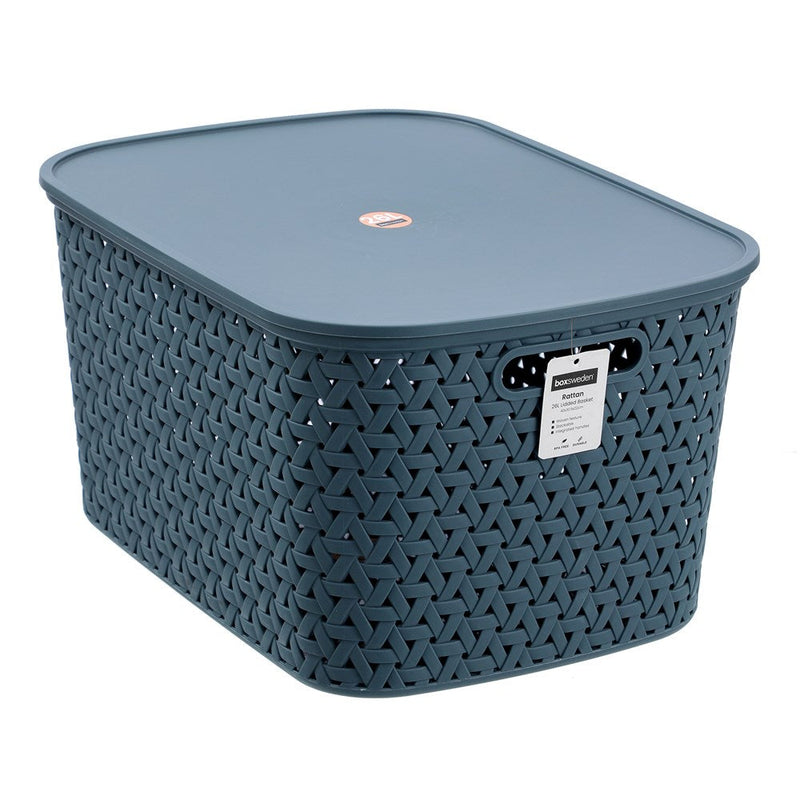 Rattan Basket Lidded 26L 40X30.5X22Cm 3 Asstd image 2