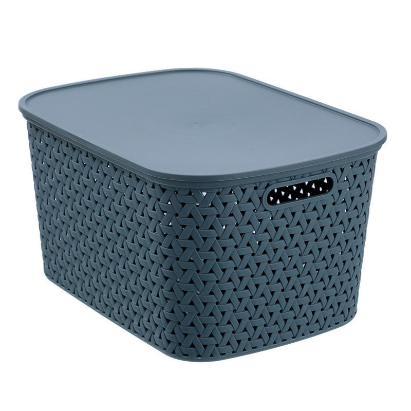 Rattan Basket Lidded 26L 40X30.5X22Cm 3 Asstd image 4