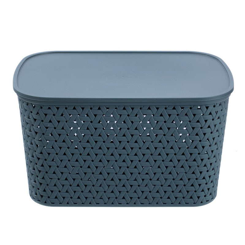 Rattan Basket Lidded 26L 40X30.5X22Cm 3 Asstd image 5