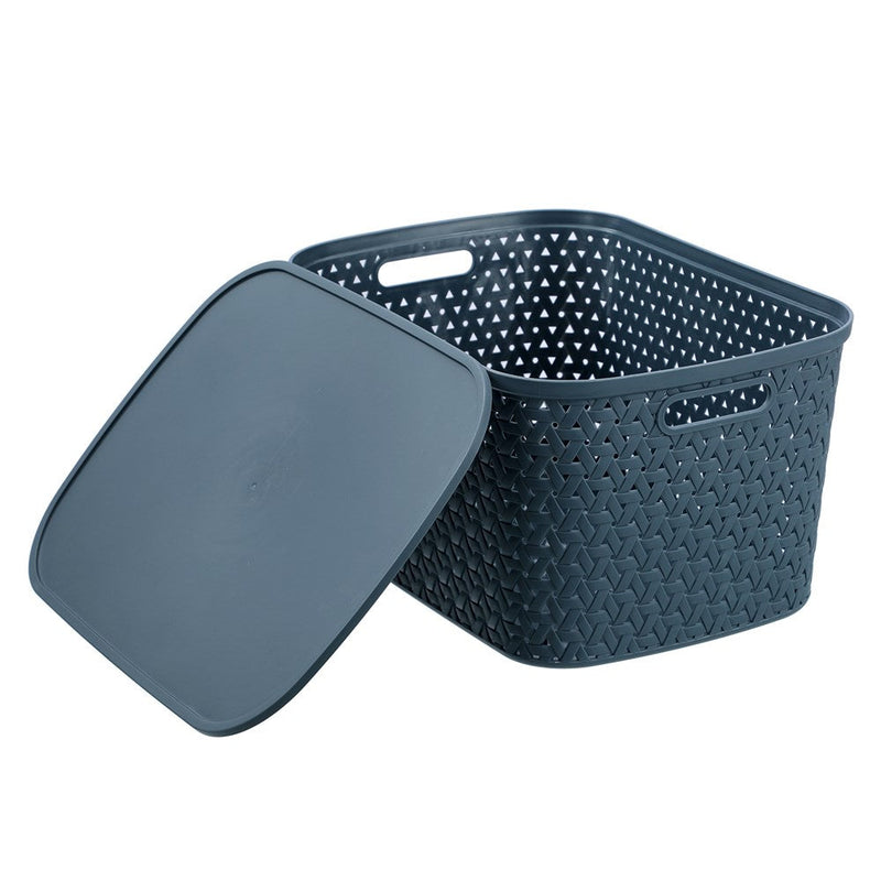 Rattan Basket Lidded 26L 40X30.5X22Cm 3 Asstd image 6