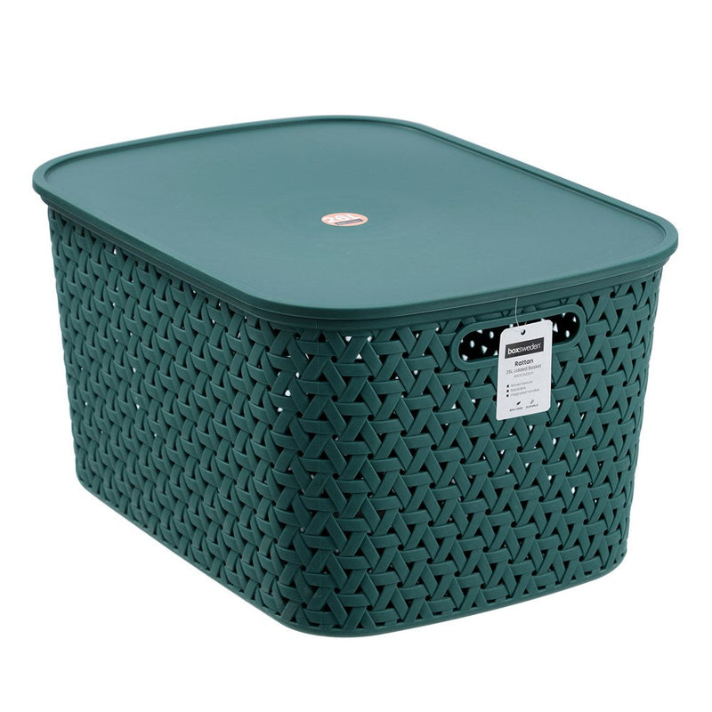 Rattan Basket Lidded 26L 40X30.5X22Cm 3 Asstd image 7
