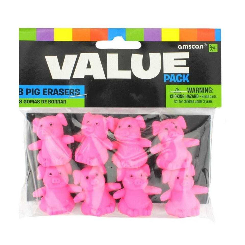 Value Pack Favor Pig Eraser 8pk