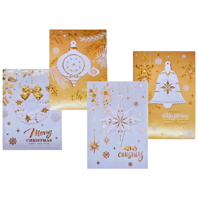 3D Foiled and Embossed Christmas Card 4 Asstd