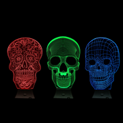 Ronis 3D Skull Lamp 24cm 3 Asstd