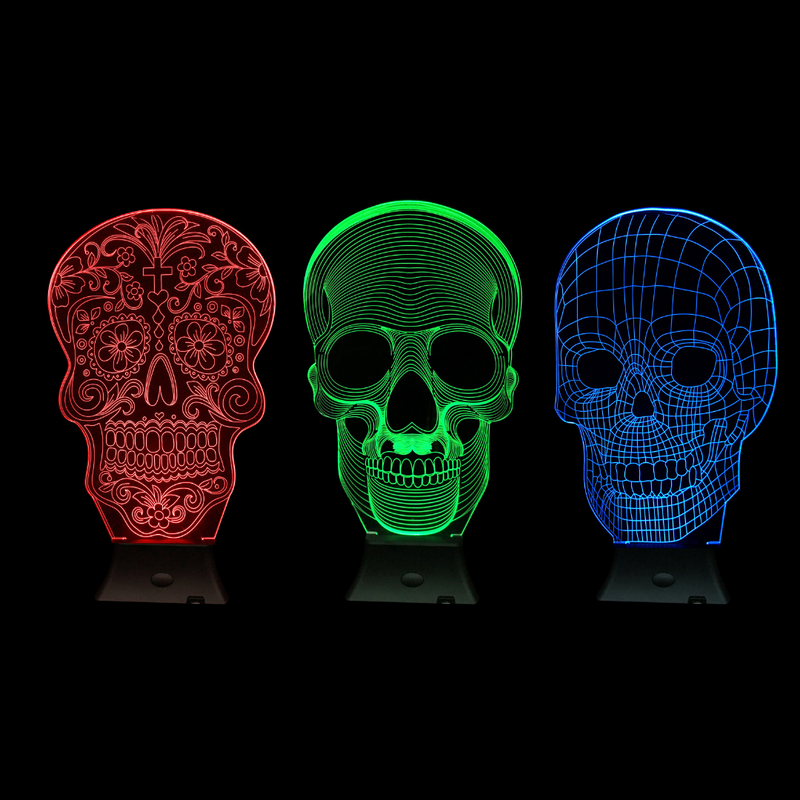 Ronis 3D Skull Lamp 24cm 3 Asstd