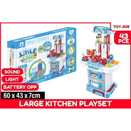 Ronis 3in1 Kitchen Play Set Battery Operated Light and Sound 43pce
