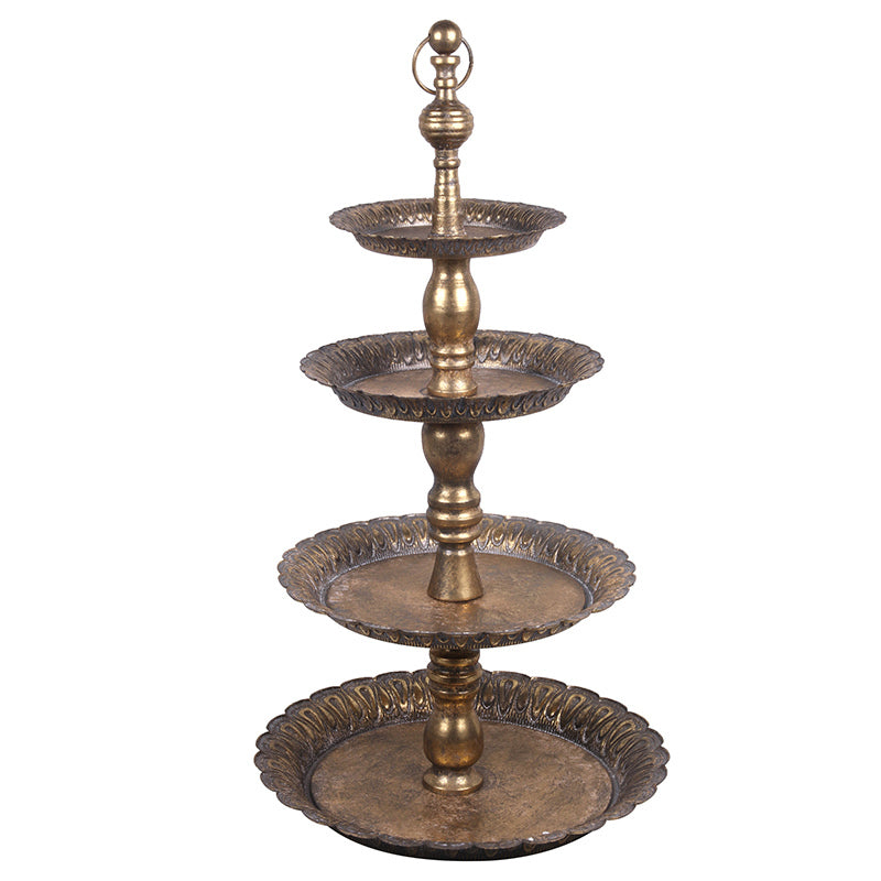 Ronis 4 Tier Stand 40x90cm Antique Gold