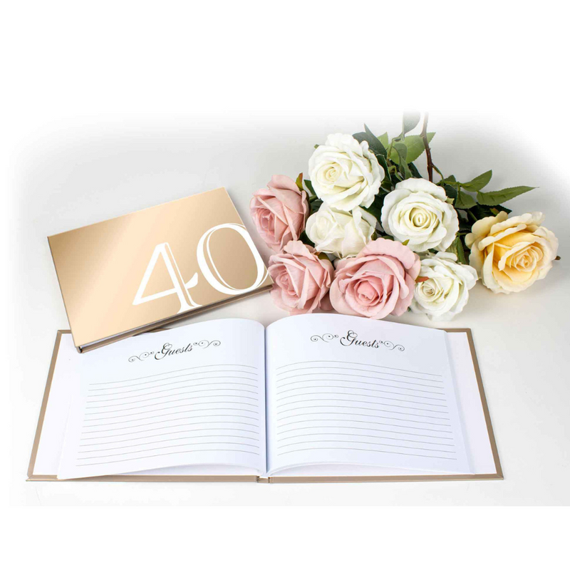 40 ROSE GOLD GUEST BOOK ROSE GOLD TEXT 23x18