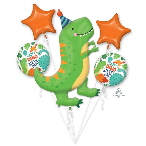 Dinosaur-themed birthday balloons