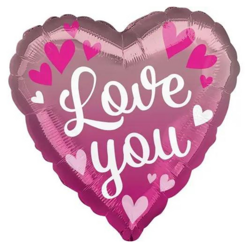 Love You Pink Ombre Foil Balloon 45cm