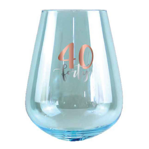 Ronis 40Th Stemless Glass Rose Gold Decal 13cm 600ml