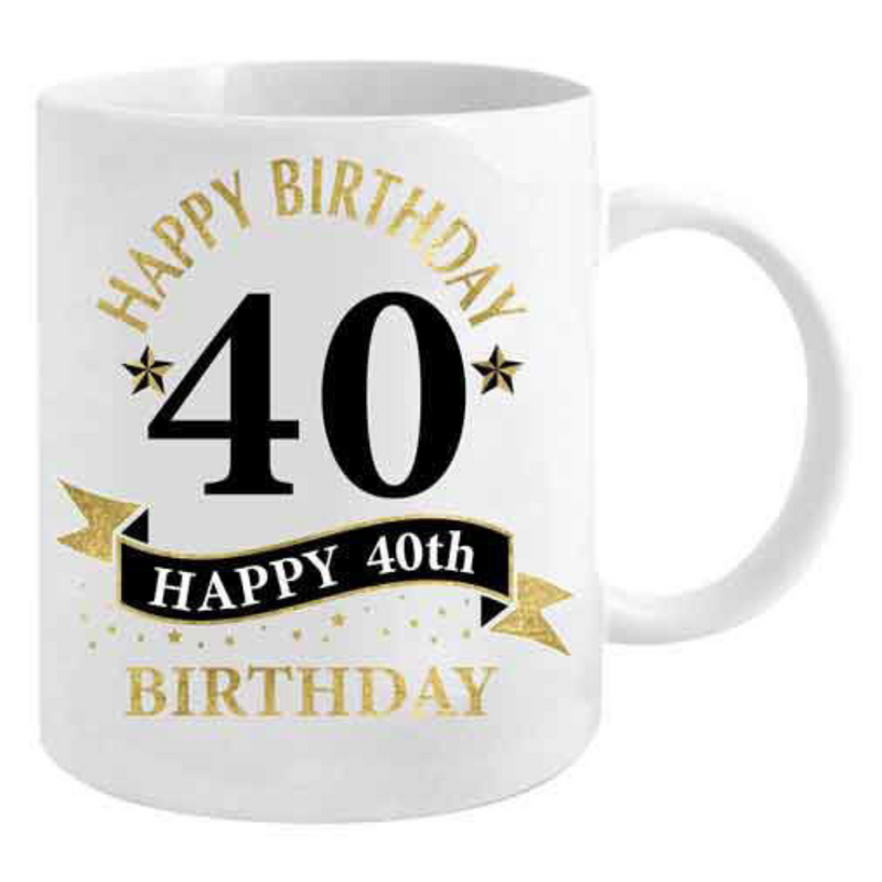 Ronis 40th Birthday White And Gold Mug