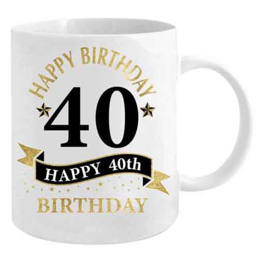 Ronis 40th Birthday White And Gold Mug