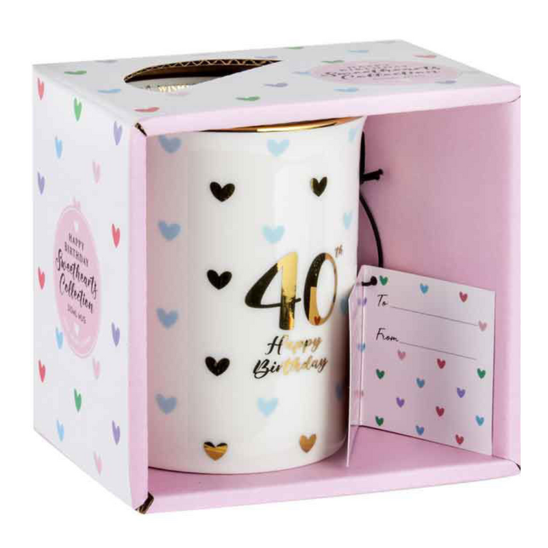 Ronis 40th Sweet Heart Mug With Gold Handle 360ml