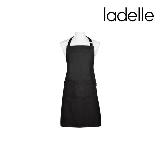 Textured black apron with adjustable straps