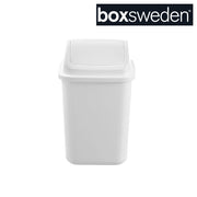 5L white square swing top bin front view – thumbnail