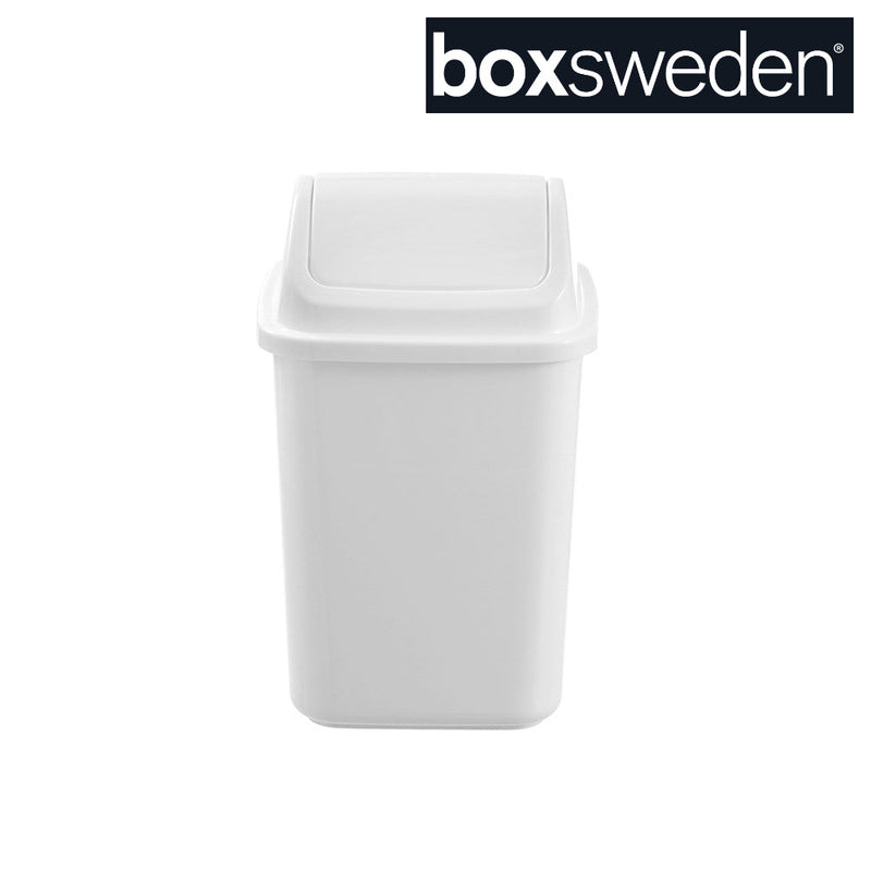5L white square swing top bin front view